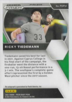 2021 Panini Prizm Draft Picks - Base Autographs Silver Prizm #PDP91 Ricky Tiedemann Back