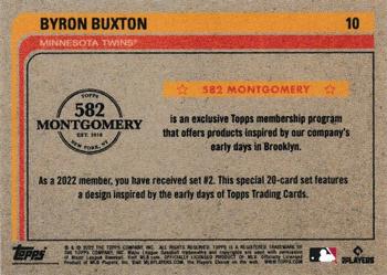 2022 Topps 582 Montgomery Club Set 3 #10 Byron Buxton Back