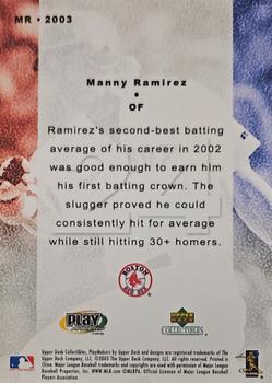 2003 Upper Deck Collectibles MLB PlayMakers #MR-2003 Manny Ramirez Back