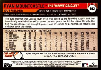 2021 Topps Big League - Orange #192 Ryan Mountcastle Back