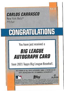 2021 Topps Big League - Big League Autographs #BLA-CC Carlos Carrasco Back