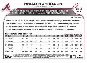 2022 Topps Atlanta Braves #ATL-1 Ronald Acuna Jr. Back
