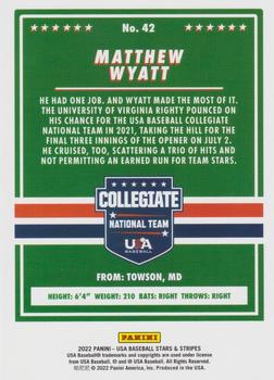 2022 Panini USA Baseball Stars & Stripes - Longevity (Retail Base) #42 Matthew Wyatt Back