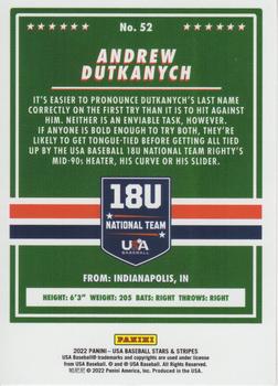 2022 Panini USA Baseball Stars & Stripes - Longevity (Retail Base) #52 Andrew Dutkanych Back