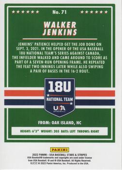 2022 Panini USA Baseball Stars & Stripes - Longevity (Retail Base) #71 Walker Jenkins Back