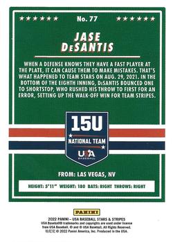 2022 Panini USA Baseball Stars & Stripes - Longevity (Retail Base) #77 Jase DeSantis Back