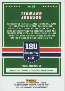 2022 Panini USA Baseball Stars & Stripes - Longevity Base Holo Silver (Retail) #59 Termarr Johnson Back