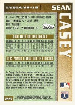 1996 Topps Team Topps Cleveland Indians #25 Sean Casey Back