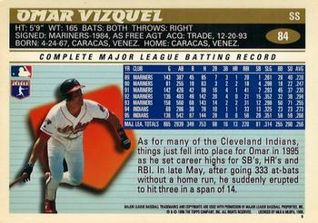 1996 Topps Team Topps Cleveland Indians #84 Omar Vizquel Back