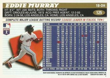 1996 Topps Team Topps Cleveland Indians #125 Eddie Murray Back