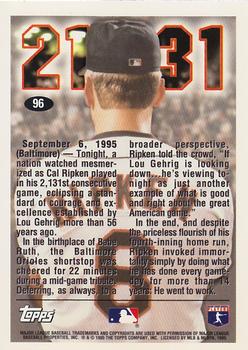 1996 Topps Team Topps Baltimore Orioles #96 Cal Ripken Back