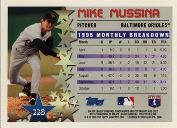 1996 Topps Team Topps Baltimore Orioles #228 Mike Mussina Back