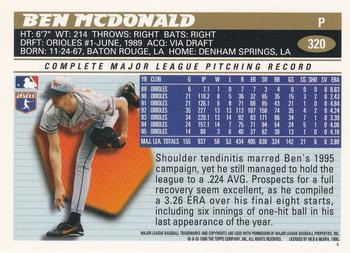 1996 Topps Team Topps Baltimore Orioles #320 Ben McDonald Back