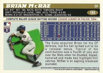 1996 Topps Team Topps Chicago Cubs #184 Brian McRae Back
