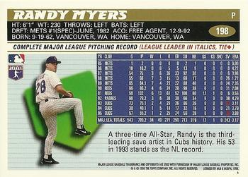 1996 Topps Team Topps Chicago Cubs #198 Randy Myers Back