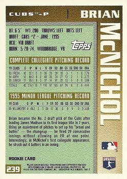1996 Topps Team Topps Chicago Cubs #239 Brian McNichol Back