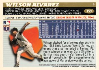 1996 Topps Team Topps Chicago White Sox #159 Wilson Alvarez Back