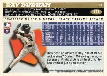 1996 Topps Team Topps Chicago White Sox #173 Ray Durham Back