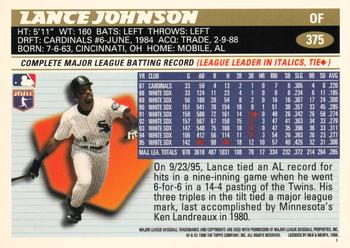 1996 Topps Team Topps Chicago White Sox #375 Lance Johnson Back