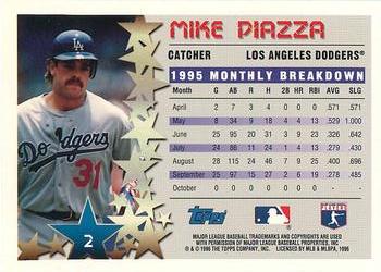 1996 Topps Team Topps Los Angeles Dodgers #2 Mike Piazza Back