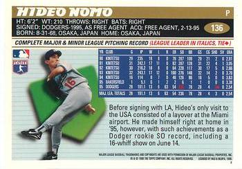 1996 Topps Team Topps Los Angeles Dodgers #136 Hideo Nomo Back