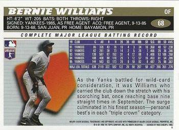 1996 Topps Team Topps New York Yankees #68 Bernie Williams Back