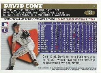 1996 Topps Team Topps New York Yankees #124 David Cone Back