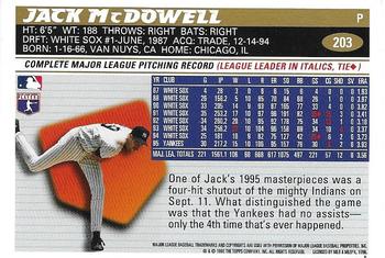1996 Topps Team Topps New York Yankees #203 Jack McDowell Back