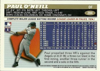 1996 Topps Team Topps New York Yankees #284 Paul O'Neill Back