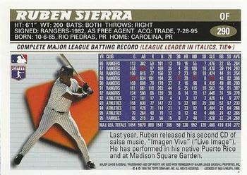 1996 Topps Team Topps New York Yankees #290 Ruben Sierra Back