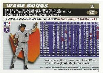 1996 Topps Team Topps New York Yankees #323 Wade Boggs Back