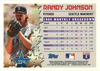 1996 Topps Team Topps Seattle Mariners #224 Randy Johnson Back