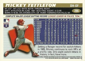 1996 Topps Team Topps Texas Rangers #286 Mickey Tettleton Back