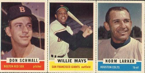 1962 Bazooka - Panels #NNO Don Schwall / Willie Mays / Norm Larker Front