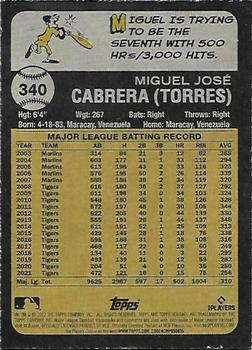 2022 Topps Heritage - Chrome Blue Sparkle #340 Miguel Cabrera Back