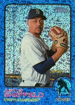 2022 Topps Heritage - Chrome Blue Sparkle #556 Justus Sheffield Front