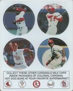 1995 Colonial St. Louis Cardinals Collectors Set Milk Caps - Panels #NNO Bernard Gilkey / Tom Henke / Ken Hill / Ray Lankford Front