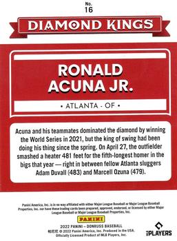 2022 Donruss - Holo Blue #16 Ronald Acuna Jr. Back
