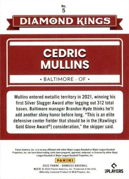 2022 Donruss - Holo Orange #5 Cedric Mullins Back