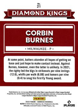 2022 Donruss - Holo Orange #21 Corbin Burnes Back