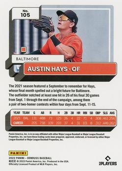 2022 Donruss - Holo Orange #105 Austin Hays Back