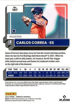 2022 Donruss - Holo Orange #107 Carlos Correa Back