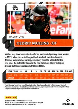 2022 Donruss - Holo Orange #172 Cedric Mullins Back