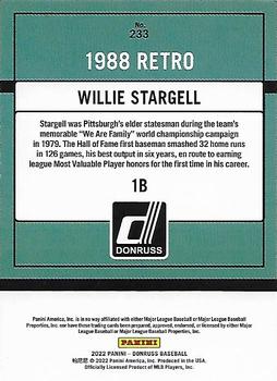 2022 Donruss - Holo Orange #233 Willie Stargell Back