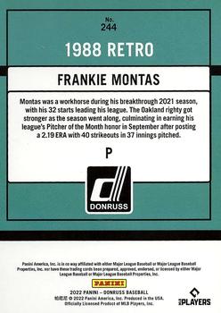 2022 Donruss - Holo Orange #244 Frankie Montas Back