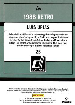2022 Donruss - Holo Orange #245 Luis Urias Back