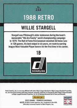 2022 Donruss - Holo Purple #233 Willie Stargell Back