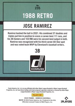 2022 Donruss - Holo Purple #235 Jose Ramirez Back