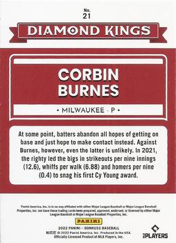 2022 Donruss - Holo Red #21 Corbin Burnes Back