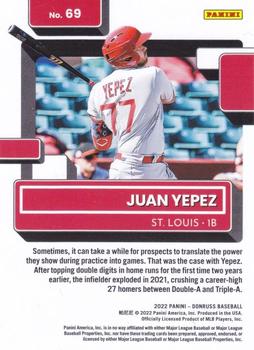 2022 Donruss - Holo Red #69 Juan Yepez Back